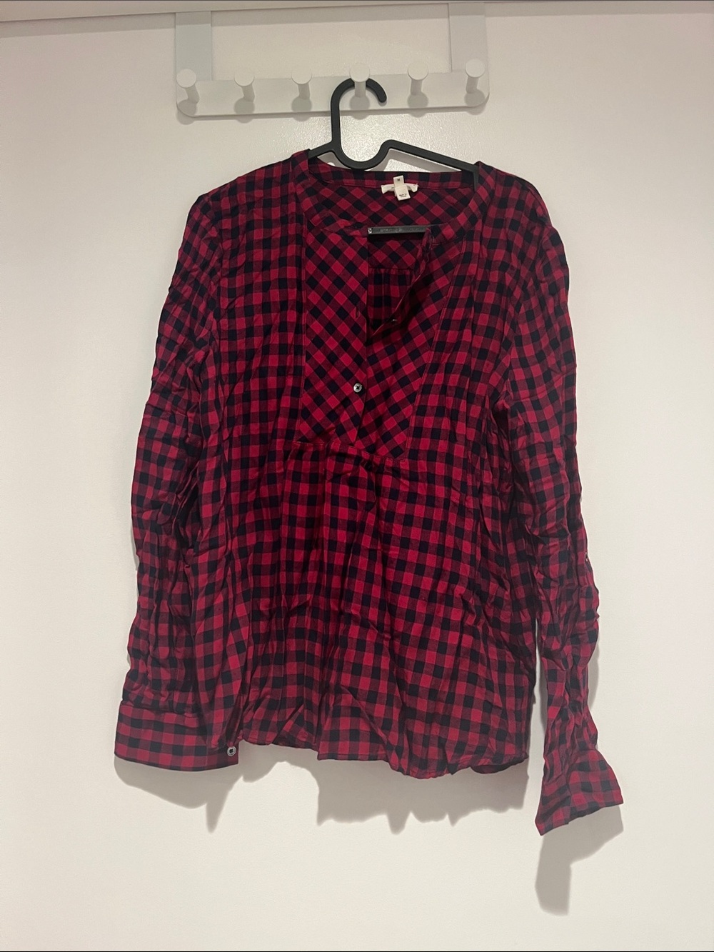 Sofft Red and Black Plaid Button-Front Women's Shirt